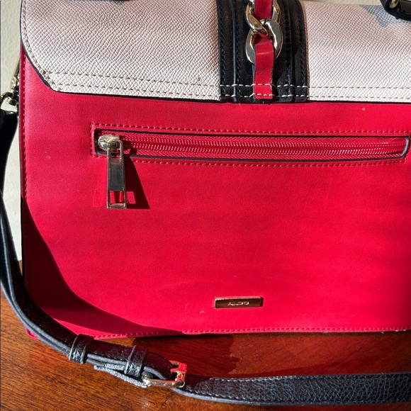 Aldo Color block satchel shoulder/cross body bag vegan leather red white black - Picture 8 of 16